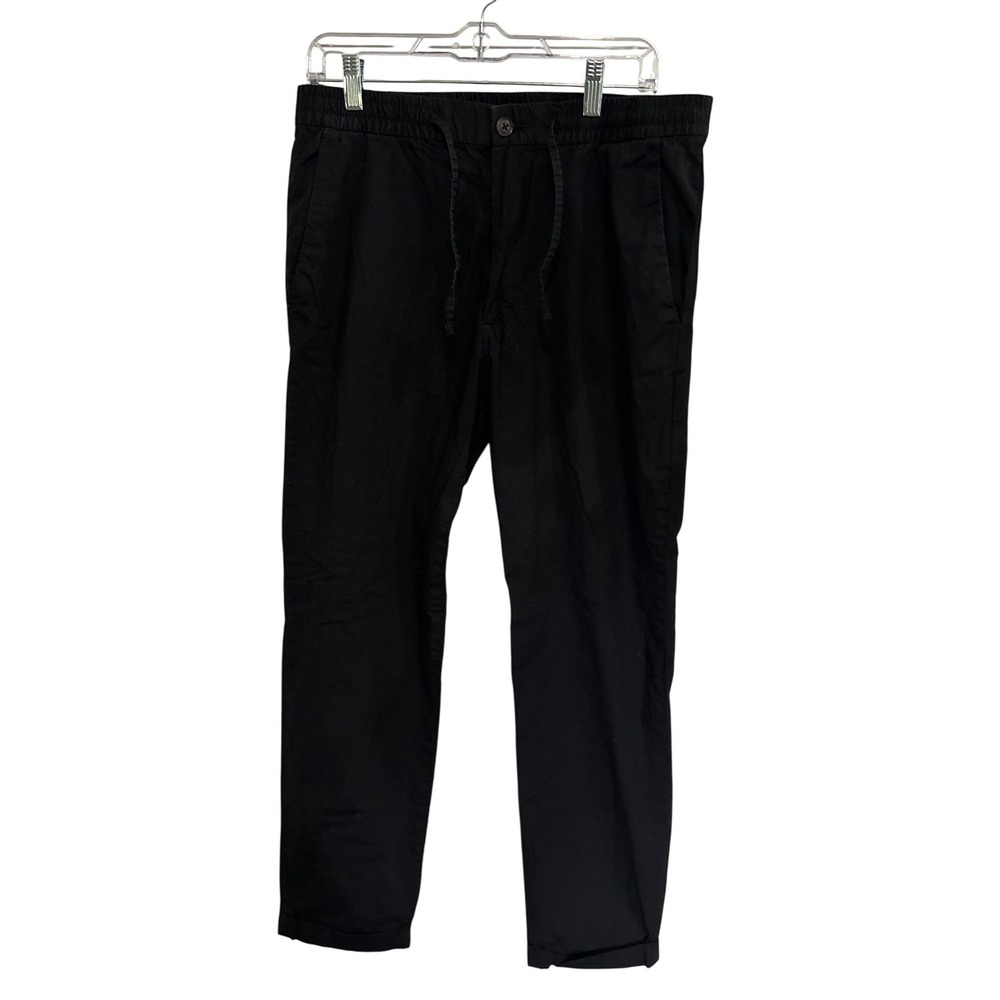 HM Regular Fit Black Jogger Pants Elastic Drawstring Waist Cuffed Hem Women M